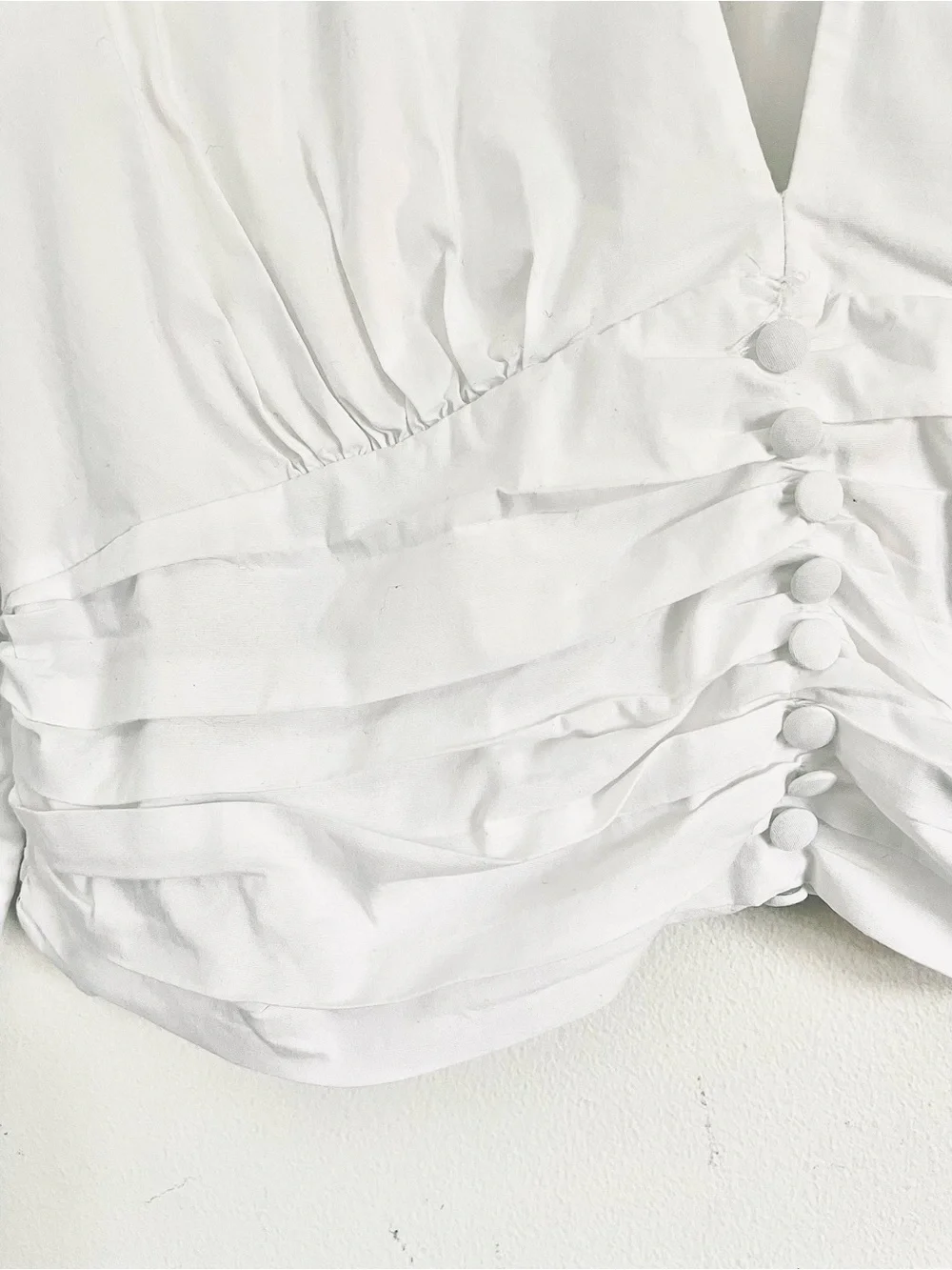 Zara Pleated Poplin Crop Blouse in White Size M EUC